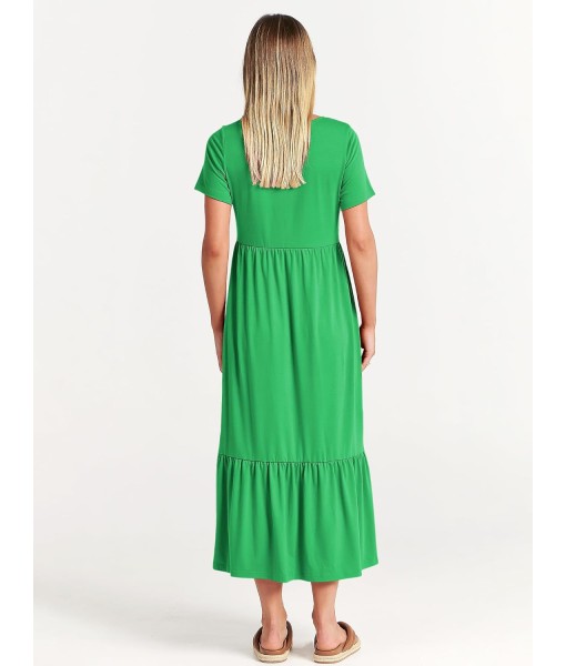 ANRABESS Womens 2025 Summer Casual Maxi Dress A line Tiered Flowy Short Sleeve Crewneck T Shirt Beach Travel Long Dresses