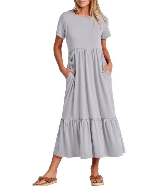 ANRABESS Womens 2025 Summer Casual Maxi Dress A line Tiered Flowy Short Sleeve Crewneck T Shirt Beach Travel Long Dresses
