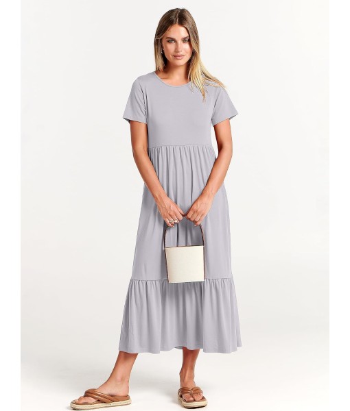 ANRABESS Womens 2025 Summer Casual Maxi Dress A line Tiered Flowy Short Sleeve Crewneck T Shirt Beach Travel Long Dresses