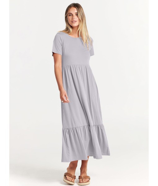 ANRABESS Womens 2025 Summer Casual Maxi Dress A line Tiered Flowy Short Sleeve Crewneck T Shirt Beach Travel Long Dresses