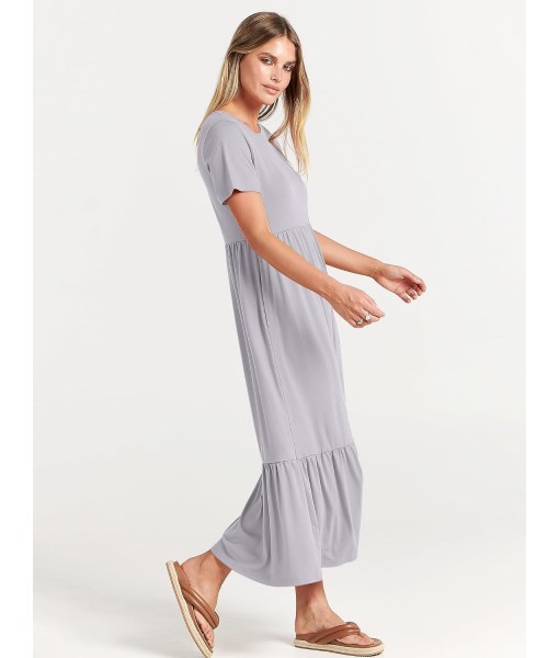 ANRABESS Womens 2025 Summer Casual Maxi Dress A line Tiered Flowy Short Sleeve Crewneck T Shirt Beach Travel Long Dresses