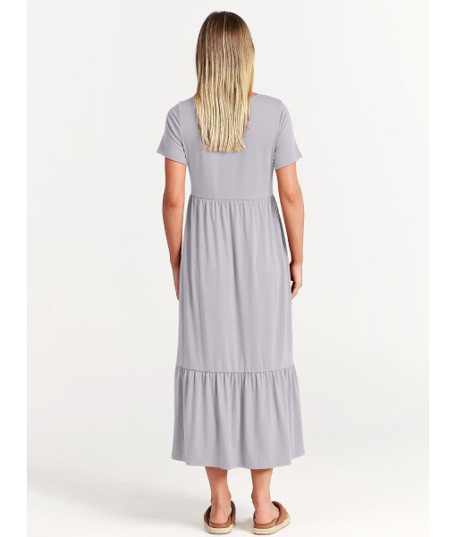 ANRABESS Womens 2025 Summer Casual Maxi Dress A line Tiered Flowy Short Sleeve Crewneck T Shirt Beach Travel Long Dresses