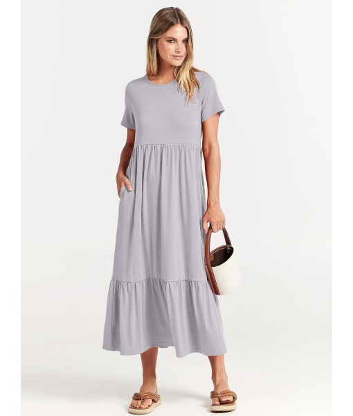 ANRABESS Womens 2025 Summer Casual Maxi Dress A line Tiered Flowy Short Sleeve Crewneck T Shirt Beach Travel Long Dresses