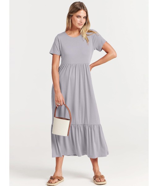 ANRABESS Womens 2025 Summer Casual Maxi Dress A line Tiered Flowy Short Sleeve Crewneck T Shirt Beach Travel Long Dresses