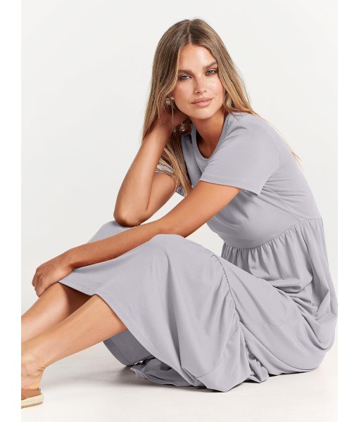 ANRABESS Womens 2025 Summer Casual Maxi Dress A line Tiered Flowy Short Sleeve Crewneck T Shirt Beach Travel Long Dresses