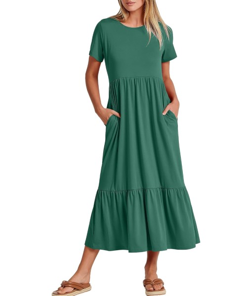 ANRABESS Womens 2025 Summer Casual Maxi Dress A line Tiered Flowy Short Sleeve Crewneck T Shirt Beach Travel Long Dresses
