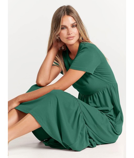 ANRABESS Womens 2025 Summer Casual Maxi Dress A line Tiered Flowy Short Sleeve Crewneck T Shirt Beach Travel Long Dresses