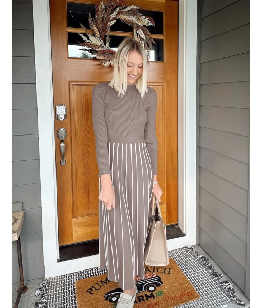 ZESICA Womens 2025 Fall Turtleneck Long Sleeve Sweater Dress Tie Waist Casual Loose Ribbed Knit A Line Midi Dresses