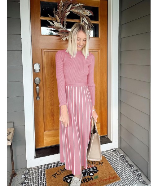 ZESICA Womens 2025 Fall Turtleneck Long Sleeve Sweater Dress Tie Waist Casual Loose Ribbed Knit A Line Midi Dresses