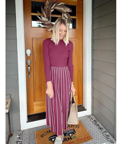 ZESICA Womens 2025 Fall Turtleneck Long Sleeve Sweater Dress Tie Waist Casual Loose Ribbed Knit A Line Midi Dresses