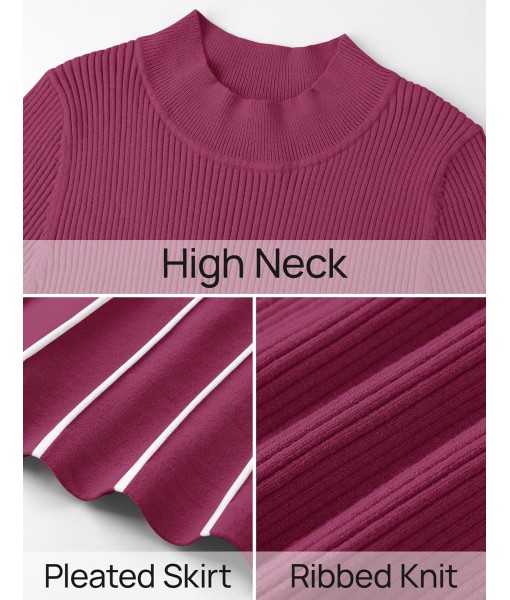 ZESICA Womens 2025 Fall Turtleneck Long Sleeve Sweater Dress Tie Waist Casual Loose Ribbed Knit A Line Midi Dresses