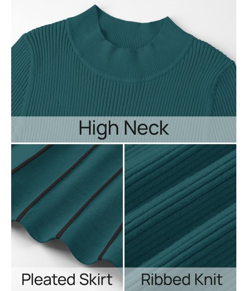 ZESICA Womens 2025 Fall Turtleneck Long Sleeve Sweater Dress Tie Waist Casual Loose Ribbed Knit A Line Midi Dresses