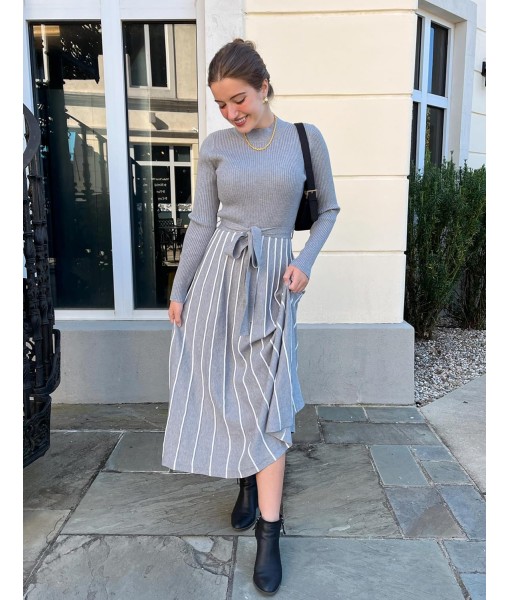 ZESICA Womens 2025 Fall Turtleneck Long Sleeve Sweater Dress Tie Waist Casual Loose Ribbed Knit A Line Midi Dresses