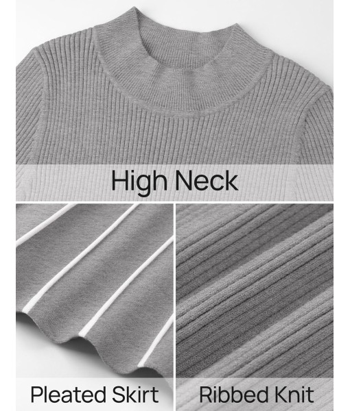 ZESICA Womens 2025 Fall Turtleneck Long Sleeve Sweater Dress Tie Waist Casual Loose Ribbed Knit A Line Midi Dresses