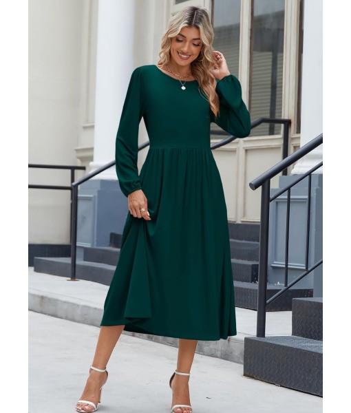 Zeagoo Long Sleeve Dresses for Women 2025 Fall Winter Casual Flowy A-Line Boho Midi Party Long Dress with Pockets