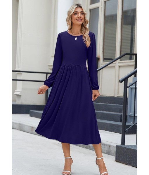 Zeagoo Long Sleeve Dresses for Women 2025 Fall Winter Casual Flowy A-Line Boho Midi Party Long Dress with Pockets