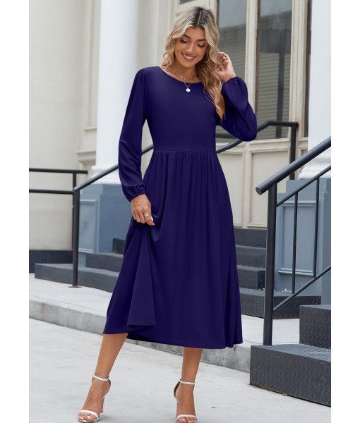 Zeagoo Long Sleeve Dresses for Women 2025 Fall Winter Casual Flowy A-Line Boho Midi Party Long Dress with Pockets