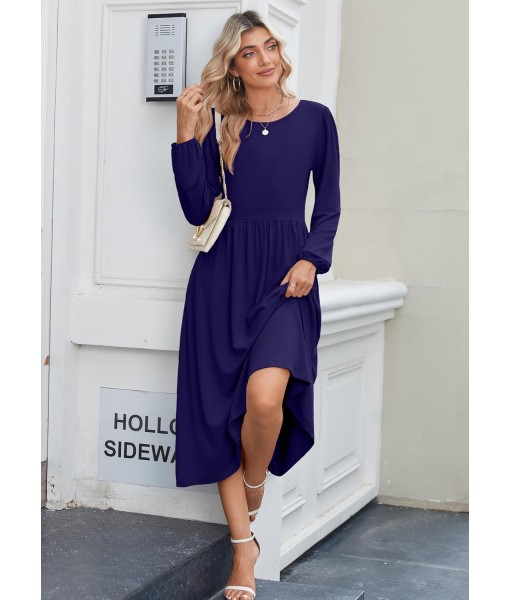 Zeagoo Long Sleeve Dresses for Women 2025 Fall Winter Casual Flowy A-Line Boho Midi Party Long Dress with Pockets