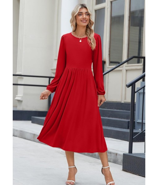 Zeagoo Long Sleeve Dresses for Women 2025 Fall Winter Casual Flowy A-Line Boho Midi Party Long Dress with Pockets