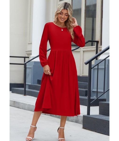 Zeagoo Long Sleeve Dresses for Women 2025 Fall Winter Casual Flowy A-Line Boho Midi Party Long Dress with Pockets