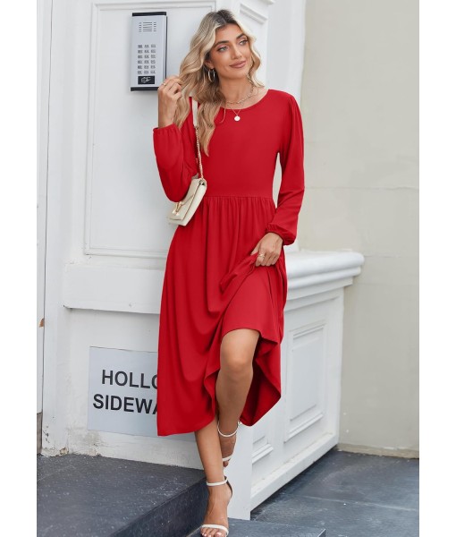 Zeagoo Long Sleeve Dresses for Women 2025 Fall Winter Casual Flowy A-Line Boho Midi Party Long Dress with Pockets