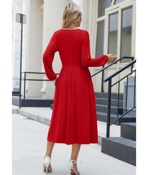 Zeagoo Long Sleeve Dresses for Women 2025 Fall Winter Casual Flowy A-Line Boho Midi Party Long Dress with Pockets