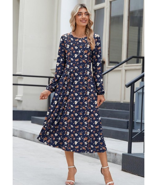 Zeagoo Long Sleeve Dresses for Women 2025 Fall Winter Casual Flowy A-Line Boho Midi Party Long Dress with Pockets