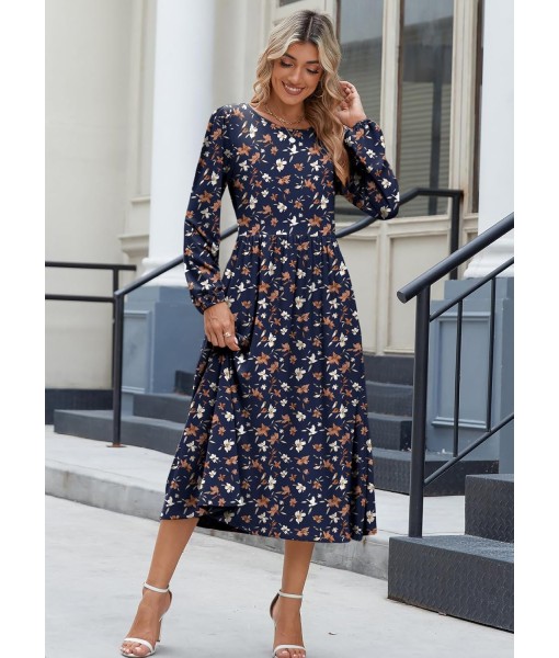 Zeagoo Long Sleeve Dresses for Women 2025 Fall Winter Casual Flowy A-Line Boho Midi Party Long Dress with Pockets