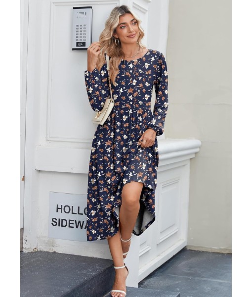 Zeagoo Long Sleeve Dresses for Women 2025 Fall Winter Casual Flowy A-Line Boho Midi Party Long Dress with Pockets