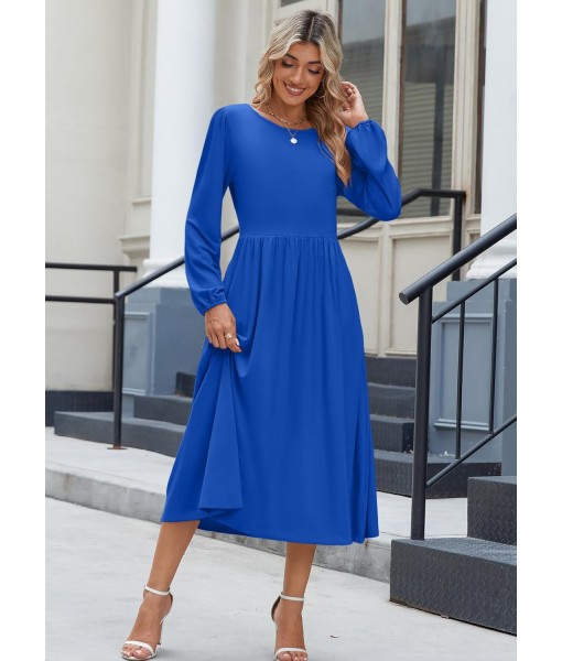 Zeagoo Long Sleeve Dresses for Women 2025 Fall Winter Casual Flowy A-Line Boho Midi Party Long Dress with Pockets