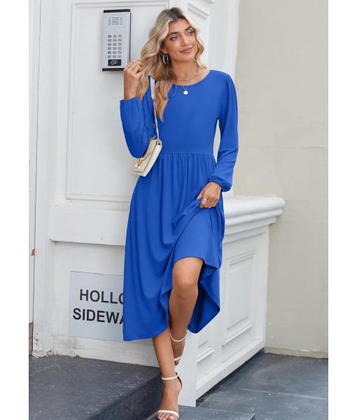 Zeagoo Long Sleeve Dresses for Women 2025 Fall Winter Casual Flowy A-Line Boho Midi Party Long Dress with Pockets