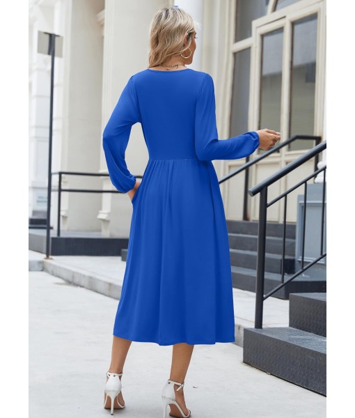 Zeagoo Long Sleeve Dresses for Women 2025 Fall Winter Casual Flowy A-Line Boho Midi Party Long Dress with Pockets