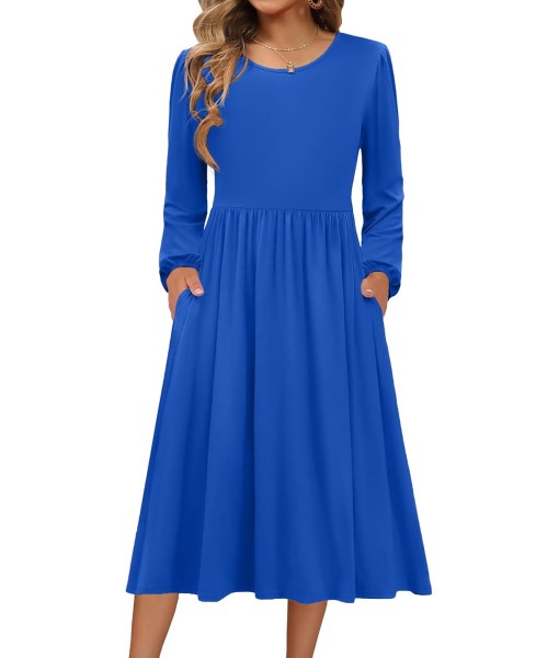 Zeagoo Long Sleeve Dresses for Women 2025 Fall Winter Casual Flowy A-Line Boho Midi Party Long Dress with Pockets
