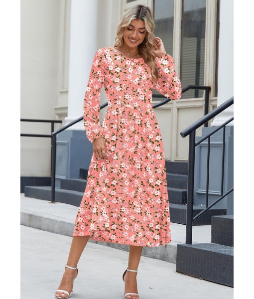 Zeagoo Long Sleeve Dresses for Women 2025 Fall Winter Casual Flowy A-Line Boho Midi Party Long Dress with Pockets
