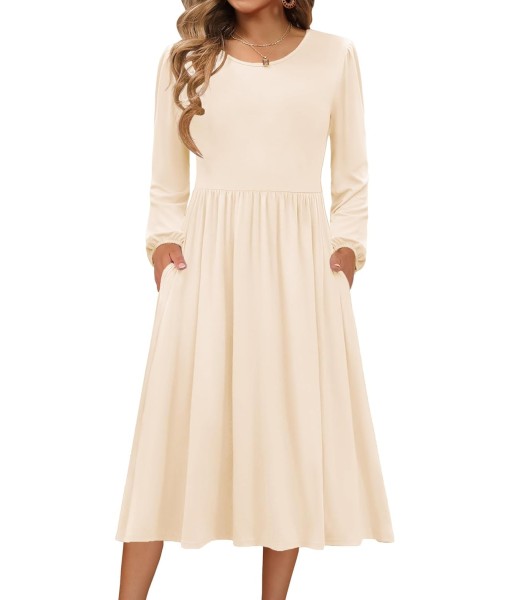Zeagoo Long Sleeve Dresses for Women 2025 Fall Winter Casual Flowy A-Line Boho Midi Party Long Dress with Pockets