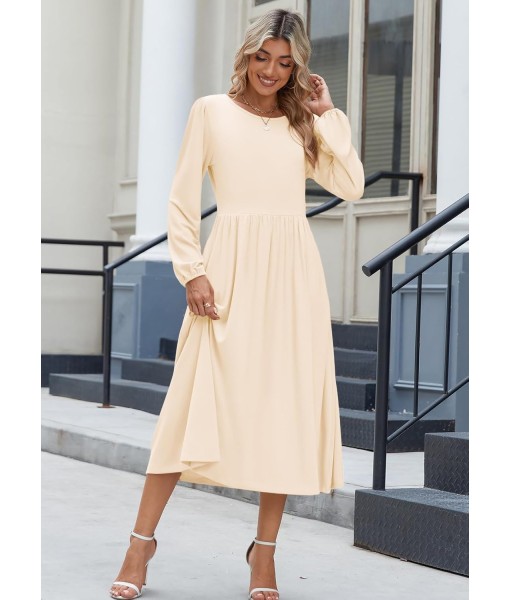 Zeagoo Long Sleeve Dresses for Women 2025 Fall Winter Casual Flowy A-Line Boho Midi Party Long Dress with Pockets