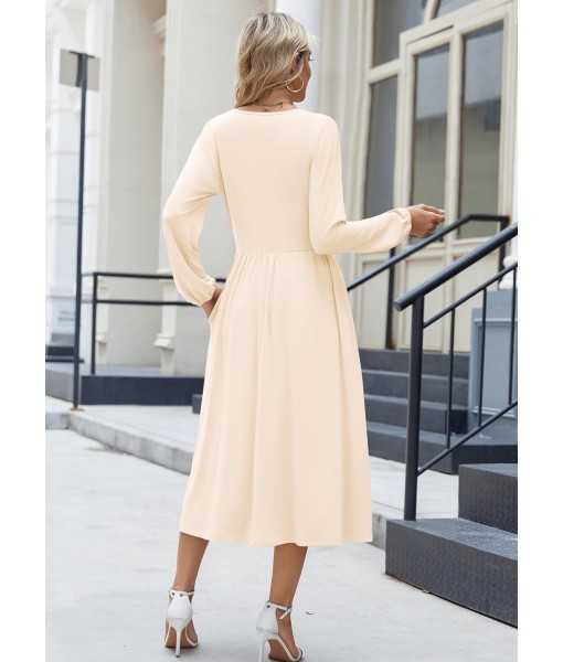 Zeagoo Long Sleeve Dresses for Women 2025 Fall Winter Casual Flowy A-Line Boho Midi Party Long Dress with Pockets