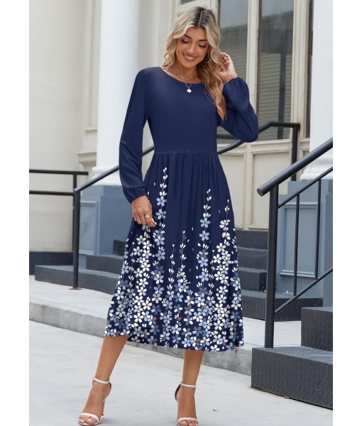 Zeagoo Long Sleeve Dresses for Women 2025 Fall Winter Casual Flowy A-Line Boho Midi Party Long Dress with Pockets