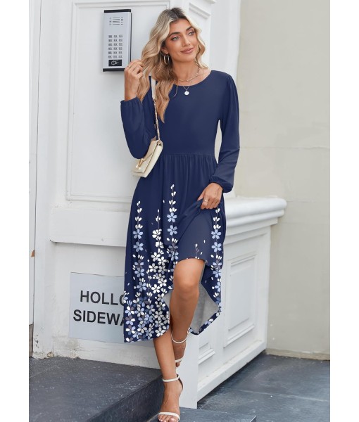 Zeagoo Long Sleeve Dresses for Women 2025 Fall Winter Casual Flowy A-Line Boho Midi Party Long Dress with Pockets
