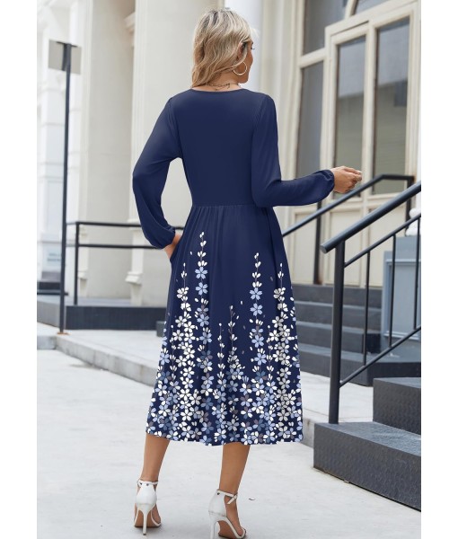 Zeagoo Long Sleeve Dresses for Women 2025 Fall Winter Casual Flowy A-Line Boho Midi Party Long Dress with Pockets