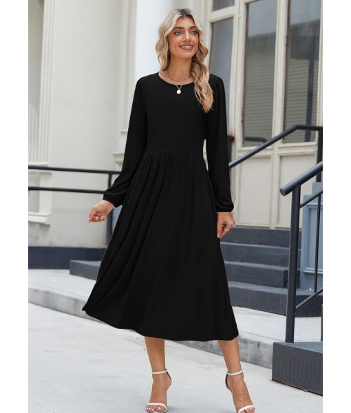 Zeagoo Long Sleeve Dresses for Women 2025 Fall Winter Casual Flowy A-Line Boho Midi Party Long Dress with Pockets