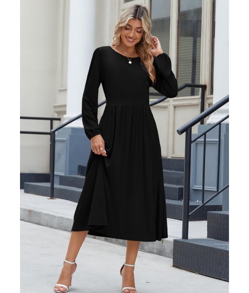 Zeagoo Long Sleeve Dresses for Women 2025 Fall Winter Casual Flowy A-Line Boho Midi Party Long Dress with Pockets