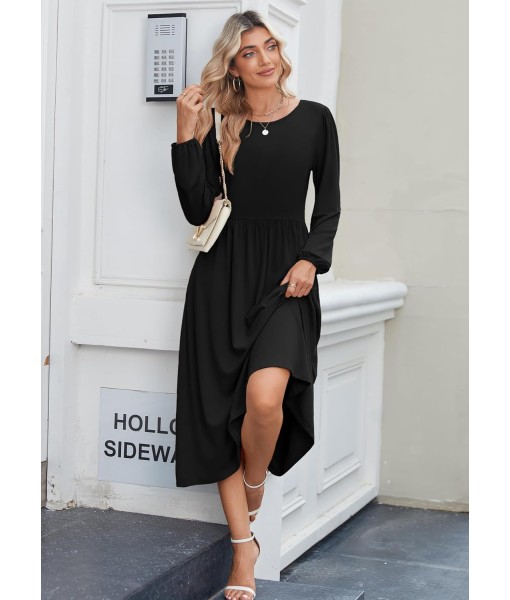 Zeagoo Long Sleeve Dresses for Women 2025 Fall Winter Casual Flowy A-Line Boho Midi Party Long Dress with Pockets