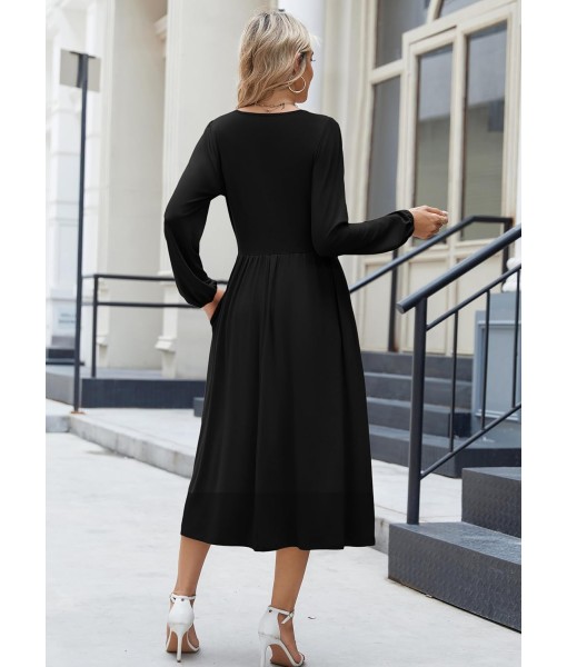 Zeagoo Long Sleeve Dresses for Women 2025 Fall Winter Casual Flowy A-Line Boho Midi Party Long Dress with Pockets