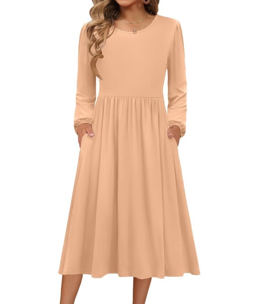 Zeagoo Long Sleeve Dresses for Women 2025 Fall Winter Casual Flowy A-Line Boho Midi Party Long Dress with Pockets