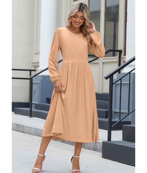 Zeagoo Long Sleeve Dresses for Women 2025 Fall Winter Casual Flowy A-Line Boho Midi Party Long Dress with Pockets