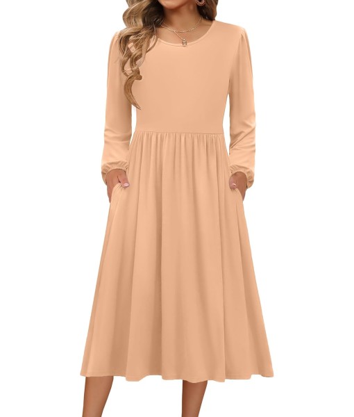 Zeagoo Long Sleeve Dresses for Women 2025 Fall Winter Casual Flowy A-Line Boho Midi Party Long Dress with Pockets