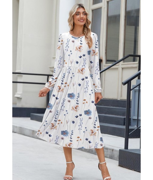 Zeagoo Long Sleeve Dresses for Women 2025 Fall Winter Casual Flowy A-Line Boho Midi Party Long Dress with Pockets