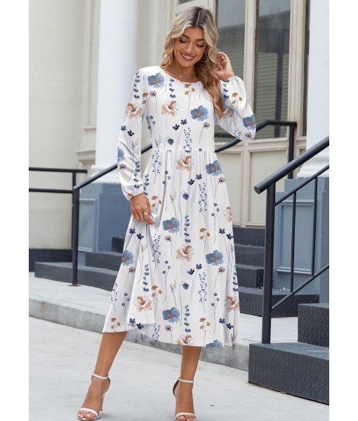 Zeagoo Long Sleeve Dresses for Women 2025 Fall Winter Casual Flowy A-Line Boho Midi Party Long Dress with Pockets