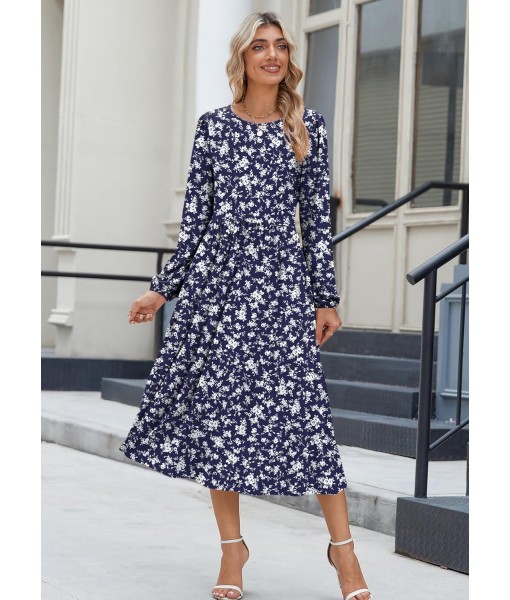 Zeagoo Long Sleeve Dresses for Women 2025 Fall Winter Casual Flowy A-Line Boho Midi Party Long Dress with Pockets
